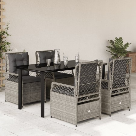 Set comedor de jardín 5 pzas cojines ratán sintético gris claro de , Conjuntos de jardín - Ref: Foro24-3263037, Precio: 513,5...