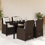 Set comedor de jardín 5 piezas y cojines ratán sintético marrón de , Conjuntos de jardín - Ref: Foro24-3262850, Precio: 573,8...