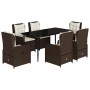 Set comedor de jardín 7 pzas con cojines ratán sintético marrón de , Conjuntos de jardín - Ref: Foro24-3262844, Precio: 770,7...