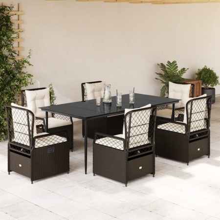 Set comedor de jardín 7 pzas con cojines ratán sintético marrón de , Conjuntos de jardín - Ref: Foro24-3262976, Precio: 819,1...