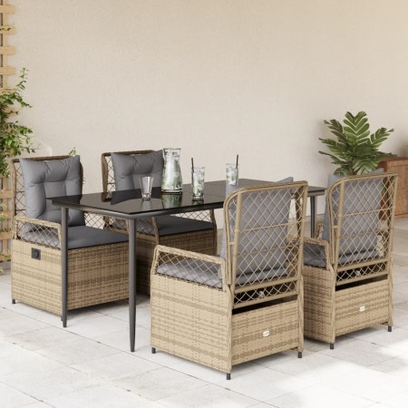 Set comedor de jardín 5 pzas con cojines ratán sintético beige de , Conjuntos de jardín - Ref: Foro24-3263002, Precio: 523,55...