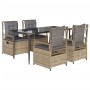 Set comedor de jardín 5 pzas con cojines ratán sintético beige de , Conjuntos de jardín - Ref: Foro24-3263002, Precio: 523,55...