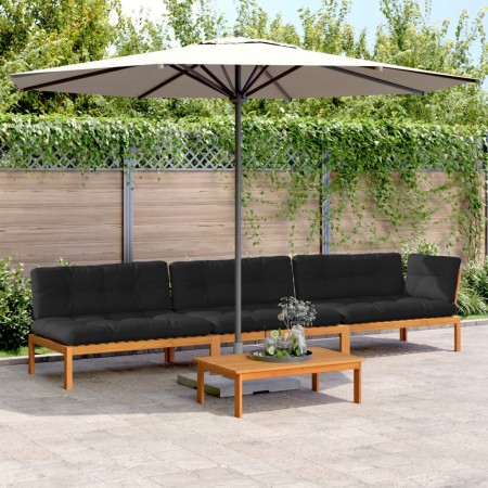 Set de sofás de palets de jardín y cojines 4 pzas madera acacia de , Sofás de exterior - Ref: Foro24-3209454, Precio: 636,98 ...