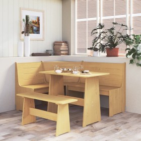 Banco de esquina REINE madera maciza de pino marrón miel 151 cm en Bancos de comedor y cocina | Comprar online en Foru.es