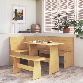 Banco de esquina REINE madera maciza de pino marrón miel 151 cm en Bancos de comedor y cocina | Comprar online en Foru.es