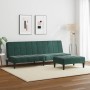 Sofá cama de 2 plazas con taburete terciopelo verde oscuro de , Sofás - Ref: Foro24-3258129, Precio: 304,57 €, Descuento: %