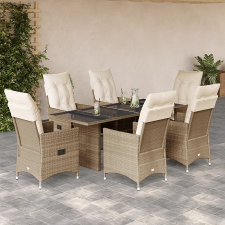 Set comedor de jardín 7 pzas con cojines ratán sintético beige de , Conjuntos de jardín - Ref: Foro24-3276808, Precio: 821,23...
