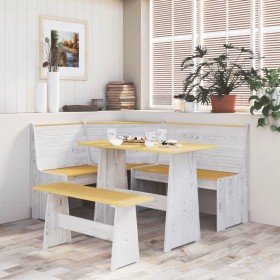 Banco de esquina REINE madera maciza pino marrón blanco 151 cm en Bancos de comedor y cocina | Comprar online en Foru.es