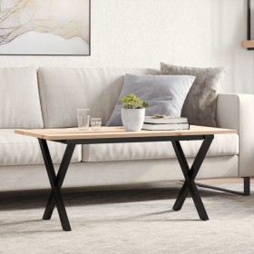 Mesa de centro marco X madera maciza pino y acero 100x50x45 cm de , Mesas de cocina y de comedor - Ref: Foro24-3282688, Preci...