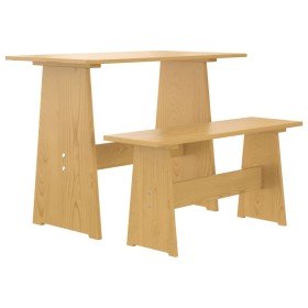 Mesa de comedor con banco REINE madera maciza pino marrón miel en Mesas de comedor | Comprar online en Foru.es