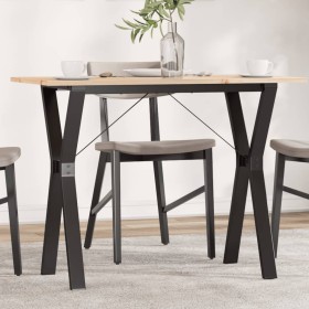 Mesa de comedor marco Y madera maciza pino y acero 100x50x75cm de , Mesas de cocina y de comedor - Ref: Foro24-3282719, Preci...