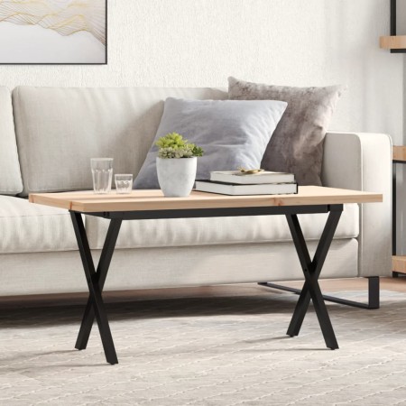 Mesa de centro marco X madera maciza pino y acero 90x40x45,5 cm de , Mesas de cocina y de comedor - Ref: Foro24-3282752, Prec...