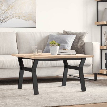 Mesa de centro marco Y madera maciza pino y acero 80x80x45,5 cm de , Mesas de cocina y de comedor - Ref: Foro24-3282773, Prec...