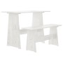 Mesa de comedor con banco REINE madera maciza de pino blanco en Mesas de comedor | Comprar online en Foru.es