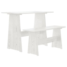 Mesa de comedor con banco REINE madera maciza de pino blanco en Mesas de comedor | Comprar online en Foru.es