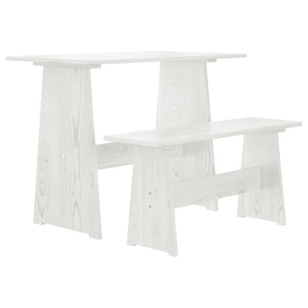 Mesa de comedor con banco REINE madera maciza de pino blanco en Mesas de comedor | Comprar online en Foru.es