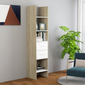 Estantería de madera contrachapada blanco y roble 40x35x180 cm de , Librerías y estanterías - Ref: Foro24-803421, Precio: 103...