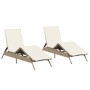 Tumbonas con cojines 2 unidades ratán sintético beige de , Tumbonas - Ref: Foro24-3261582, Precio: 280,07 €, Descuento: %