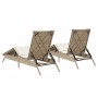Tumbonas con cojines 2 unidades ratán sintético beige de , Tumbonas - Ref: Foro24-3261582, Precio: 280,07 €, Descuento: %