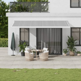 Toldo retráctil aluminio y tela gris antracita y blanco 5x3 m de , Toldos - Ref: Foro24-3216127, Precio: 645,28 €, Descuento: %