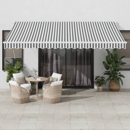 Toldo retráctil aluminio y tela gris antracita y blanco 4,5x3 m de , Toldos - Ref: Foro24-3216106, Precio: 314,13 €, Descuent...