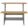 Mesa de comedor con banco REINE madera maciza pino marrón gris en Mesas de comedor | Comprar online en Foru.es