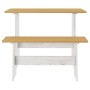 Mesa de comedor con banco REINE madera de pino marrón blanco en Mesas de comedor | Comprar online en Foru.es