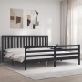 Estructura de cama con cabecero madera maciza negro 200x200 cm de vidaXL, Camas y somieres - Ref: Foro24-3194270, Precio: 180...