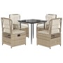 Set comedor de jardín 5 pzas con cojines ratán sintético beige de , Conjuntos de jardín - Ref: Foro24-3263014, Precio: 497,47...