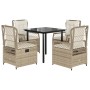 Set comedor de jardín 5 pzas con cojines ratán sintético beige de , Conjuntos de jardín - Ref: Foro24-3263021, Precio: 473,19...