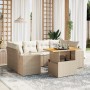 Set sofás de jardín 7 piezas y cojines ratán sintético beige en Conjuntos de jardín | Comprar online en Foru.es