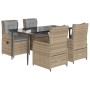 Set comedor de jardín 5 pzas con cojines ratán sintético beige de , Conjuntos de jardín - Ref: Foro24-3262871, Precio: 548,06...