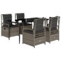 Set comedor de jardín 5 piezas con cojines ratán sintético gris de , Conjuntos de jardín - Ref: Foro24-3262988, Precio: 522,6...