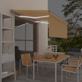 Toldo automático persiana LED sensor viento amarillo 3,5x2,5 m de , Toldos - Ref: Foro24-3069413, Precio: 540,36 €, Descuento: %