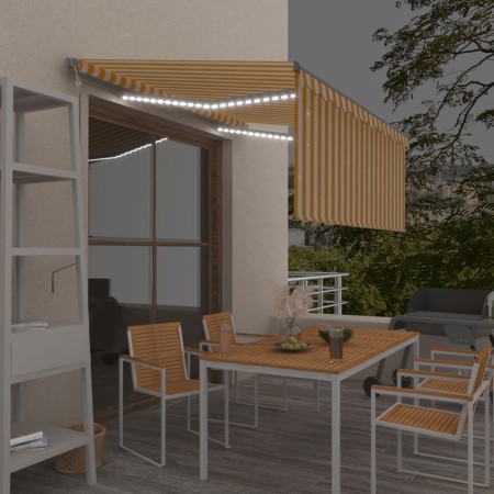 Toldo automático persiana LED sensor viento amarillo 3,5x2,5 m de , Toldos - Ref: Foro24-3069413, Precio: 540,36 €, Descuento: %
