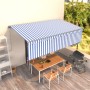 Toldo retráctil automático con persiana azul y blanco 5x3 m de , Toldos - Ref: Foro24-3069466, Precio: 500,43 €, Descuento: %
