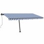 Toldo automático LED sensor de viento azul y blanco 450x350 cm de , Toldos - Ref: Foro24-3069851, Precio: 761,20 €, Descuento: %