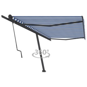 Toldo de pie automático azul y blanco 500x350 cm de , Toldos - Ref: Foro24-3069866, Precio: 670,97 €, Descuento: %