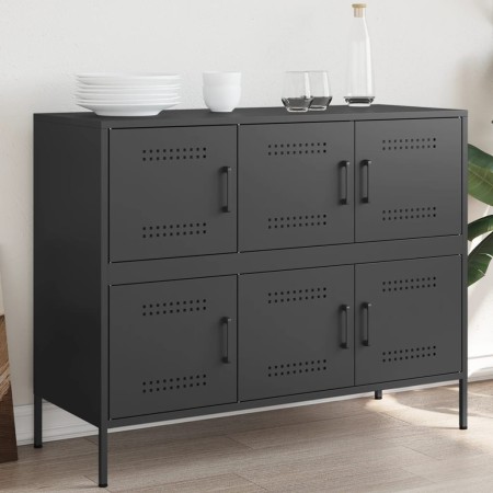 Aparador acero negro 100,5x39x79 cm de , Aparadores - Ref: Foro24-843096, Precio: 197,67 €, Descuento: %