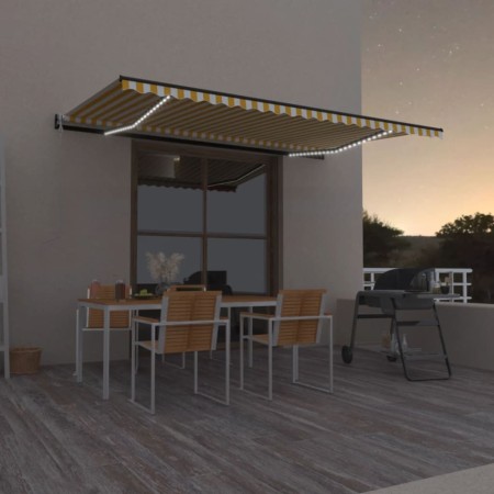 Toldo automático LED sensor de viento amarillo blanco 500x350cm de , Toldos - Ref: Foro24-3069233, Precio: 745,81 €, Descuent...