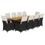 Set de mesa y sillas de jardín y cojines 11 pzas ratán PE negro de , Conjuntos de jardín - Ref: Foro24-3277233, Precio: 1,00 ...