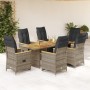 Mesita y sillas jardín 7 piezas y cojines ratán sintético gris de , Conjuntos de jardín - Ref: Foro24-3276973, Precio: 970,41...