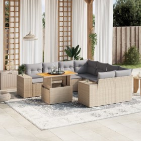 Set de sofás de jardín 9 pzas con cojines ratán sintético beige en Conjuntos de jardín | Comprar online en Foru.es