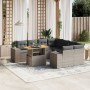 Set de muebles de jardín 9 pzas y cojines ratán sintético gris en Conjuntos de jardín | Comprar online en Foru.es