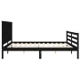 Estructura de cama con cabecero madera maciza negro 200x200 cm de vidaXL, Camas y somieres - Ref: Foro24-3194270, Precio: 180...