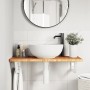 Estante de lavabo de pared de acero y madera maciza de roble de , Tocadores de baño - Ref: Foro24-3302338, Precio: 82,58 €, D...