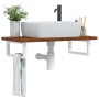 Estante de lavabo de pared de acero y madera maciza de roble de , Tocadores de baño - Ref: Foro24-3302344, Precio: 83,84 €, D...