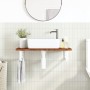 Estante de lavabo de pared de acero y madera maciza de roble de , Tocadores de baño - Ref: Foro24-3302344, Precio: 83,84 €, D...