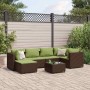 Set muebles de jardín 7 piezas y cojines ratán sintético marrón de , Conjuntos de jardín - Ref: Foro24-3308222, Precio: 445,9...