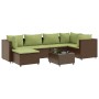 Set muebles de jardín 7 piezas y cojines ratán sintético marrón de , Conjuntos de jardín - Ref: Foro24-3308222, Precio: 445,9...